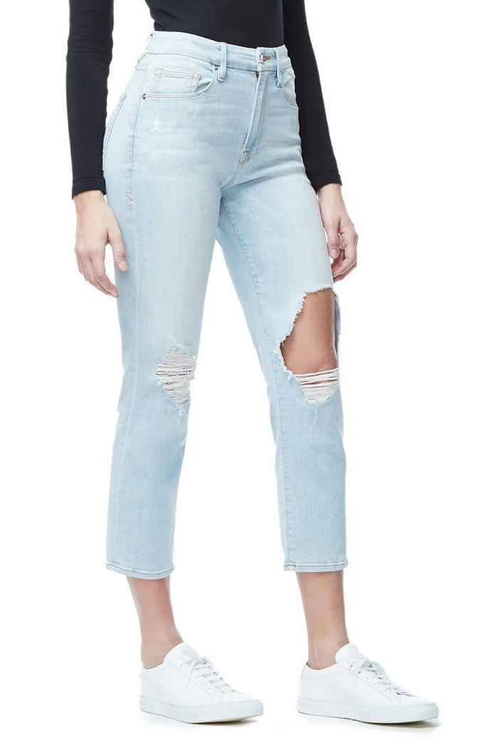 Good American Good Cuts Light Blue Distressed Jeans