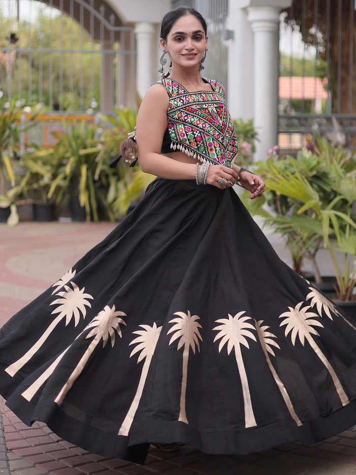 Gorgeous Black Gota Work Silk Navratri Wear Lehenga Choli