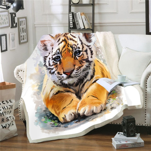 Gorgeous Tiger 3D Printed Plush Fleece Sherpa Blankets