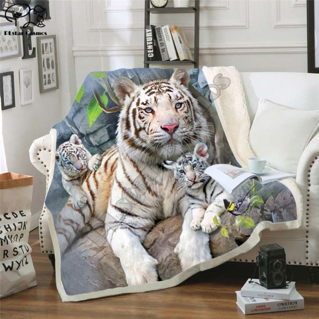 Gorgeous Tiger 3D Printed Plush Fleece Sherpa Blankets