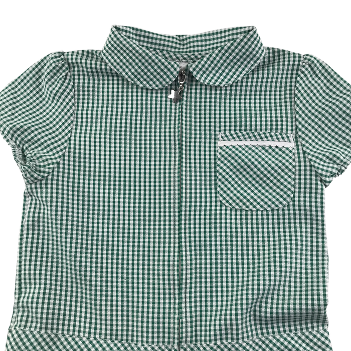 Green gingham with zipper school playsuit