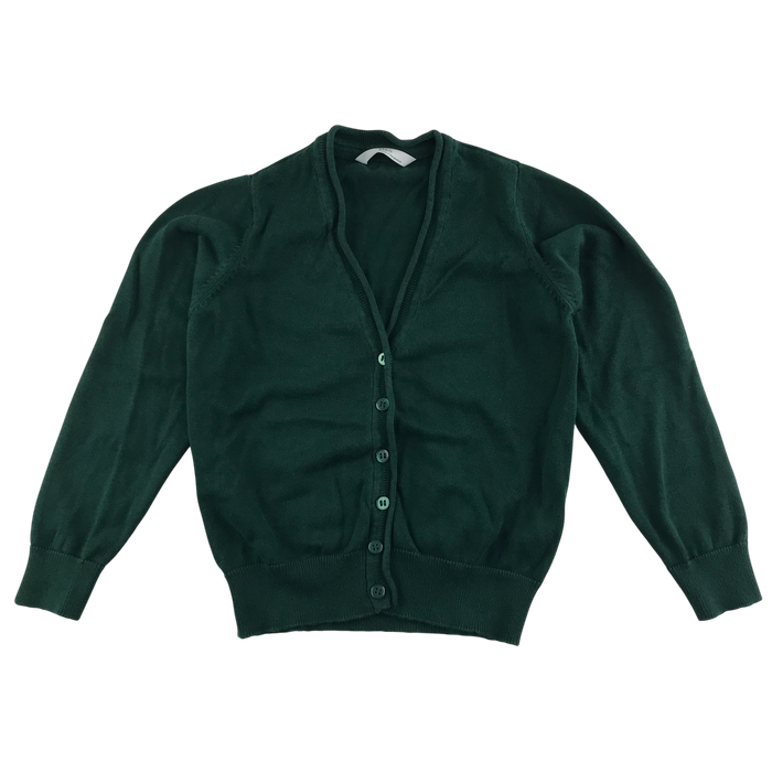Green girls plain school cardigan