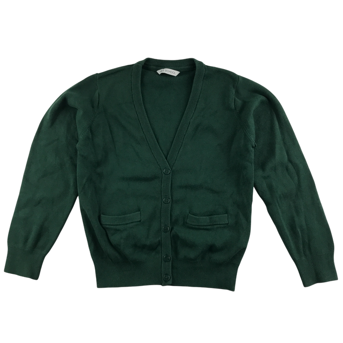 Green girls with pockets school cardigan