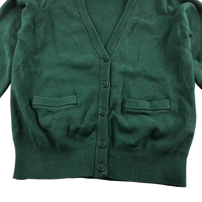 Green girls with pockets school cardigan