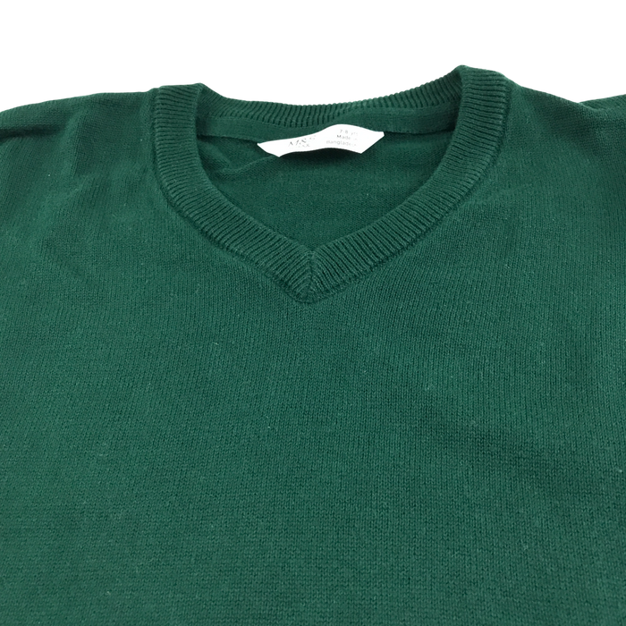 Green unisex v-neck school jumper