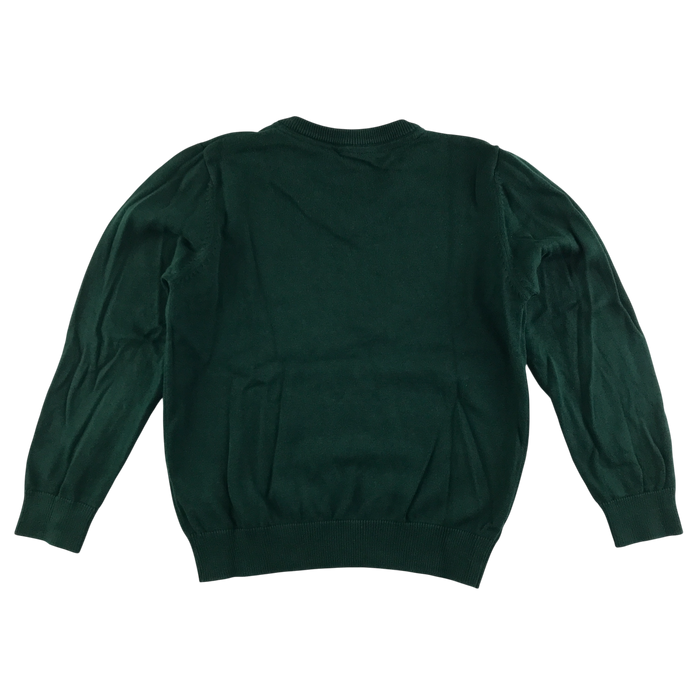 Green unisex v-neck school jumper