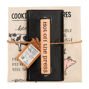 GRILL PRESS AND TOWEL