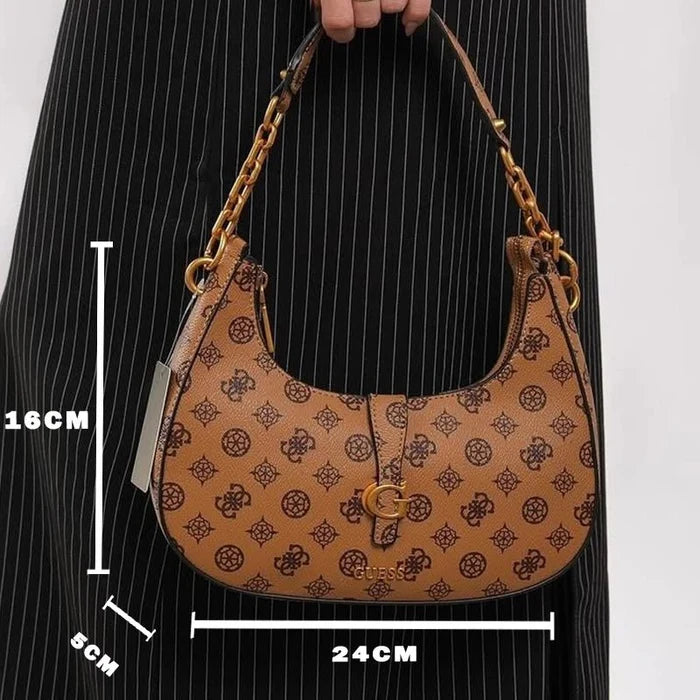 GUESS Kuba Top Zip Shoulder Bag - BROWN - GB208 - Runner