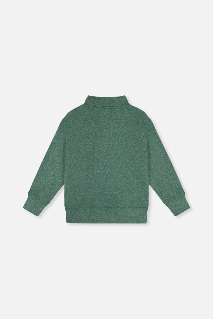 Deux par Deux boys dark green half-zip sweater, back view