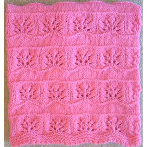 Hand Knitted Baby Blanket - Fuchsia Hot Pink Floral Pattern