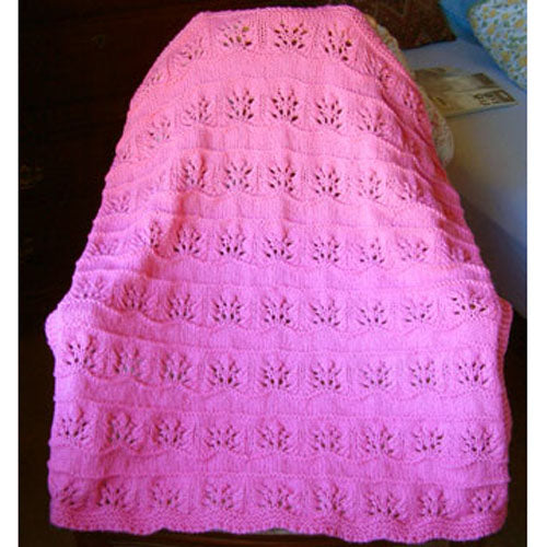 Hand Knitted Baby Blanket - Fuchsia Hot Pink Floral Pattern