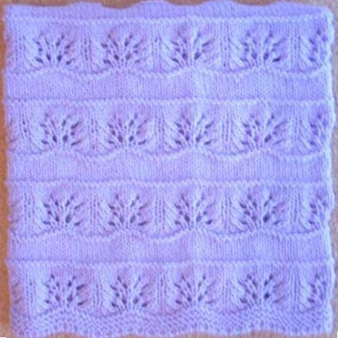 Hand Knitted Baby Blanket - Purple Floral Pattern