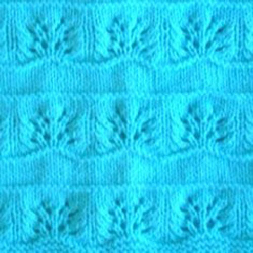 Hand Knitted Baby Blanket - Turquoise Blue Floral Pattern