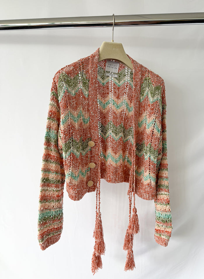 Hayley Menzies Pink Zigzag Andes Boucle Cardigan