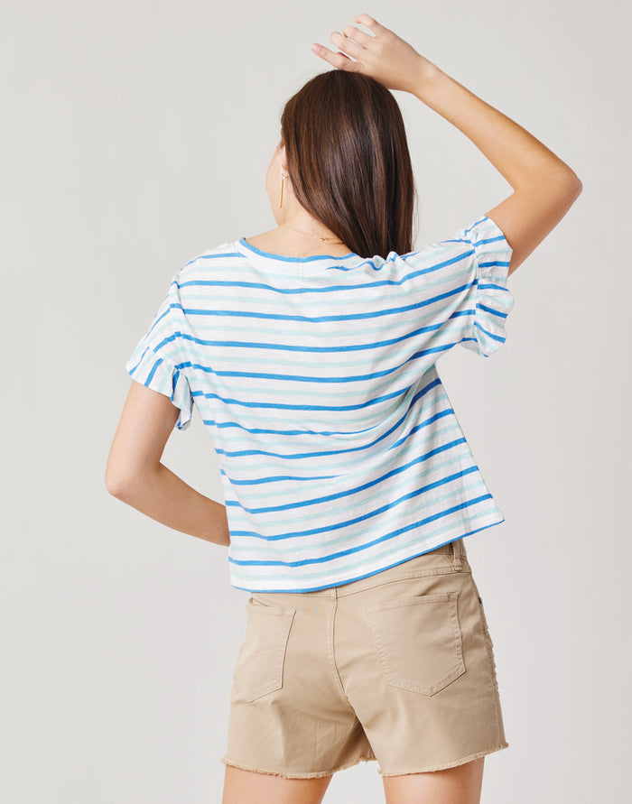 Hazel Top: Bluebay Stripe - FINAL SALE