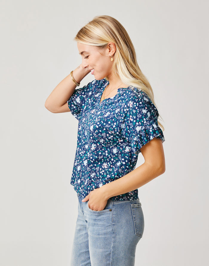 Hazel Top: Navy Floral - FINAL SALE