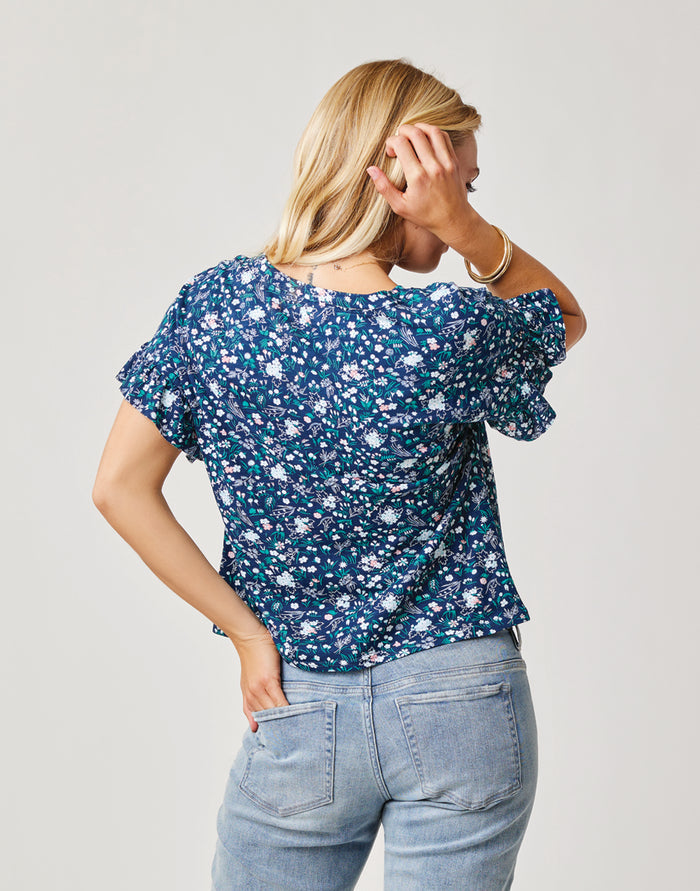 Hazel Top: Navy Floral - FINAL SALE