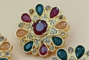 Chrysanthemum flower & Square Earrings of 1.25 inch - NATASHAHS
