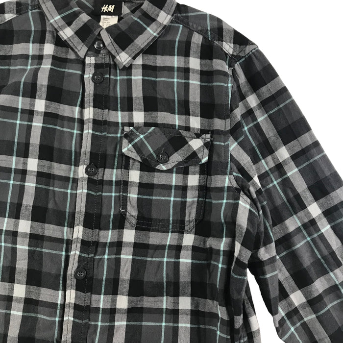H&M 11 years grey checked buttoned cotton shirt