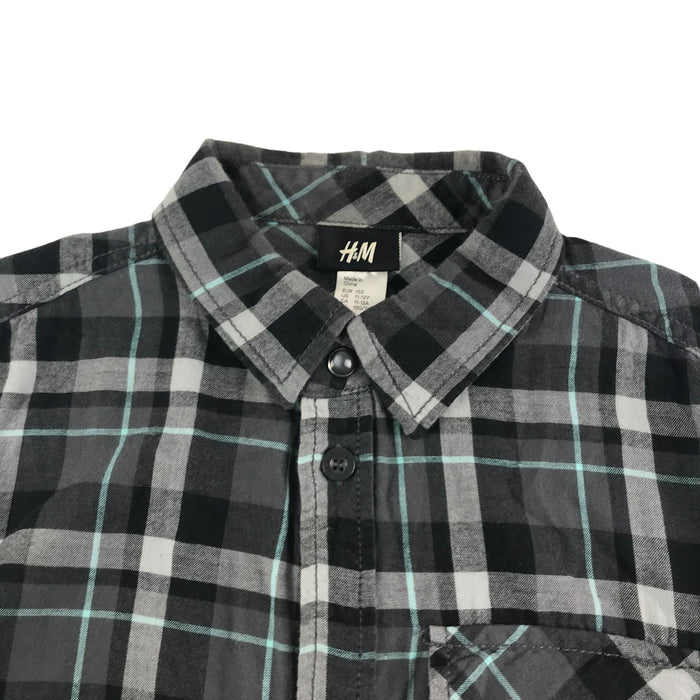 H&M 11 years grey checked buttoned cotton shirt