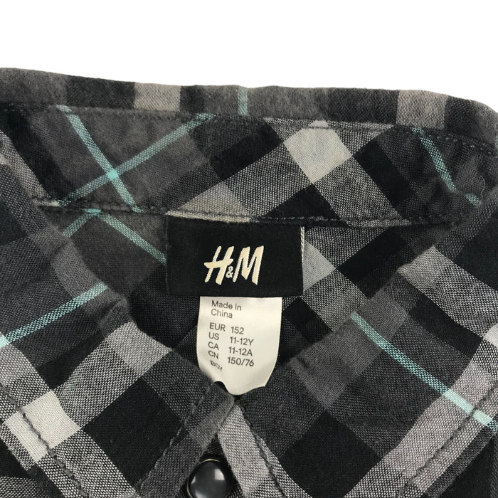 H&M 11 years grey checked buttoned cotton shirt