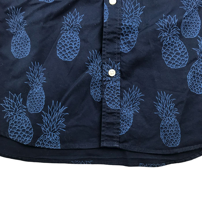 H&M 11 years navy blue pineapple short sleeve shirt