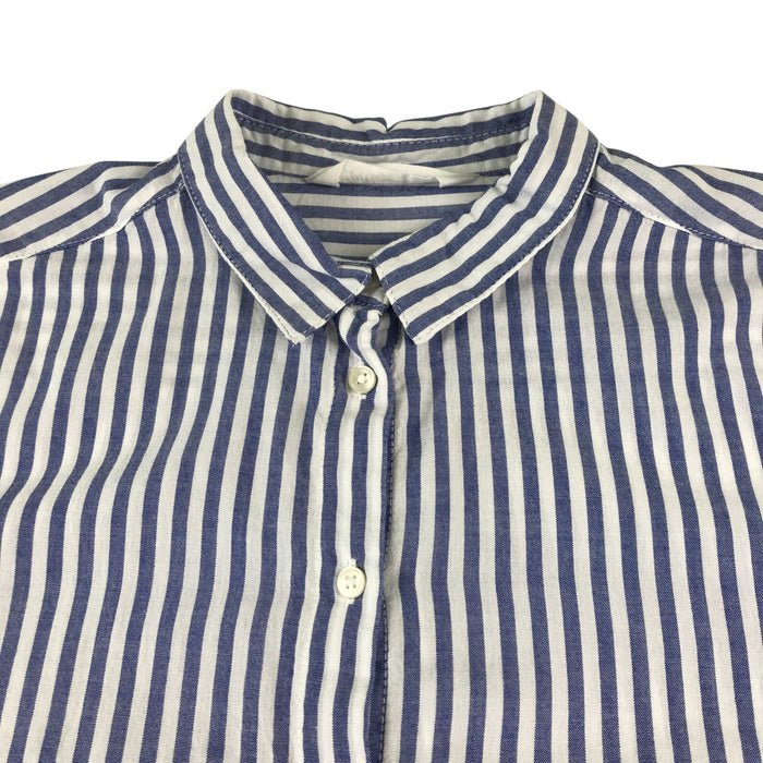 H&M 12-13 years blue and white striped buttoned cotton shirt