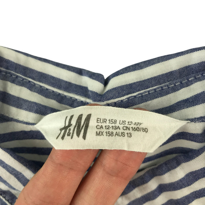 H&M 12-13 years blue and white striped buttoned cotton shirt