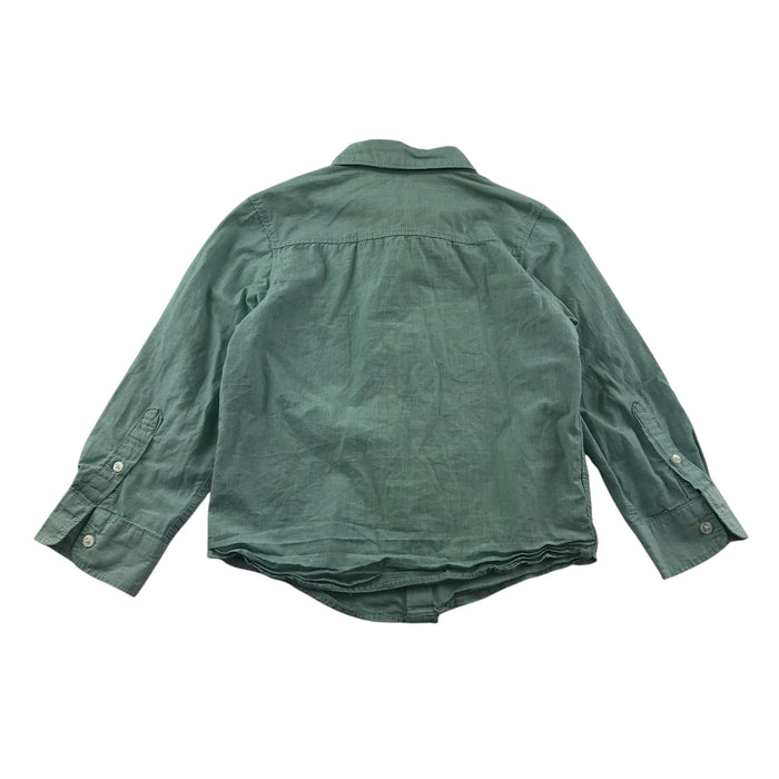 H&M 4-5 years green plain buttoned cotton shirt