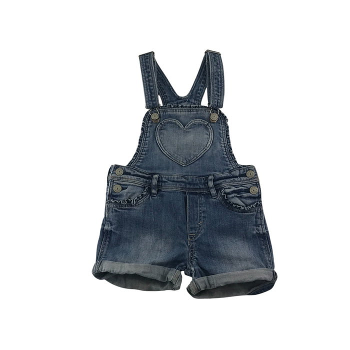 H&M 5-6 years blue denim heart dungaree shorts