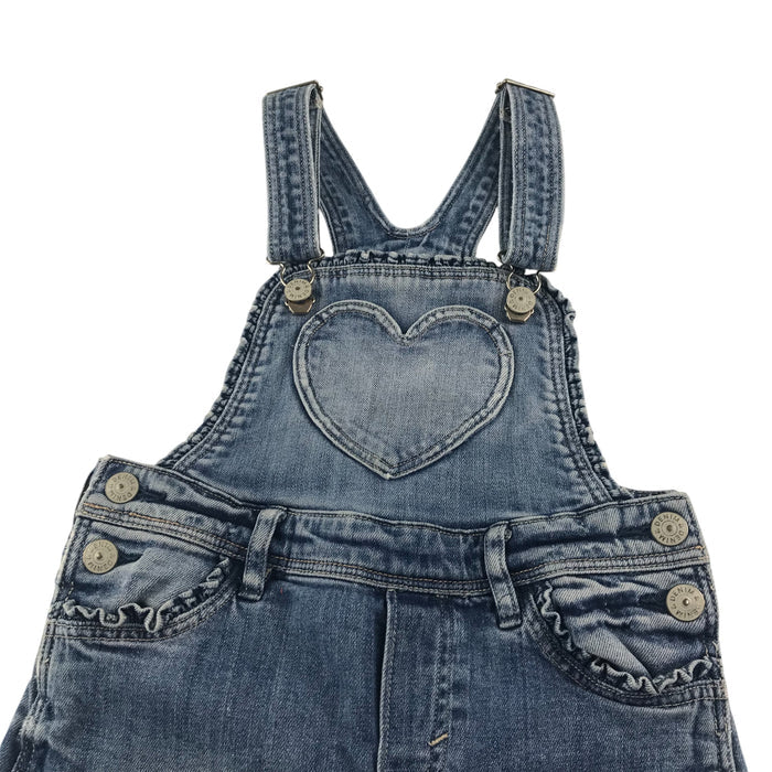 H&M 5-6 years blue denim heart dungaree shorts