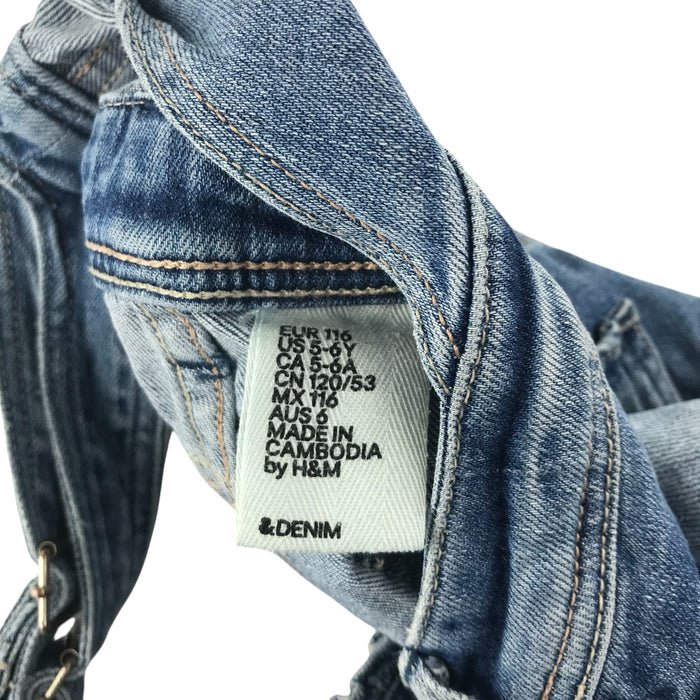 H&M 5-6 years blue denim heart dungaree shorts