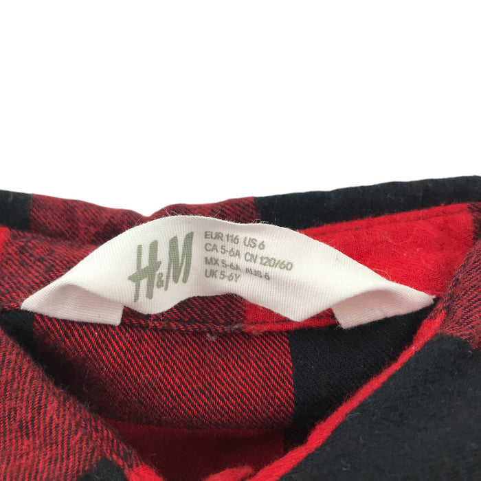 H&M 5-6 years red and black checked buttoned cotton shirt