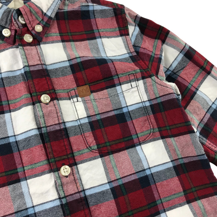 H&M 5-6 years red and white checked buttoned cotton shirt