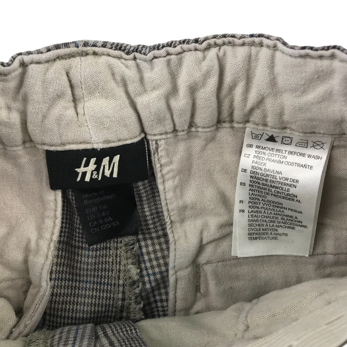 H&M 5 years brown and grey checked adjustable cotton shorts