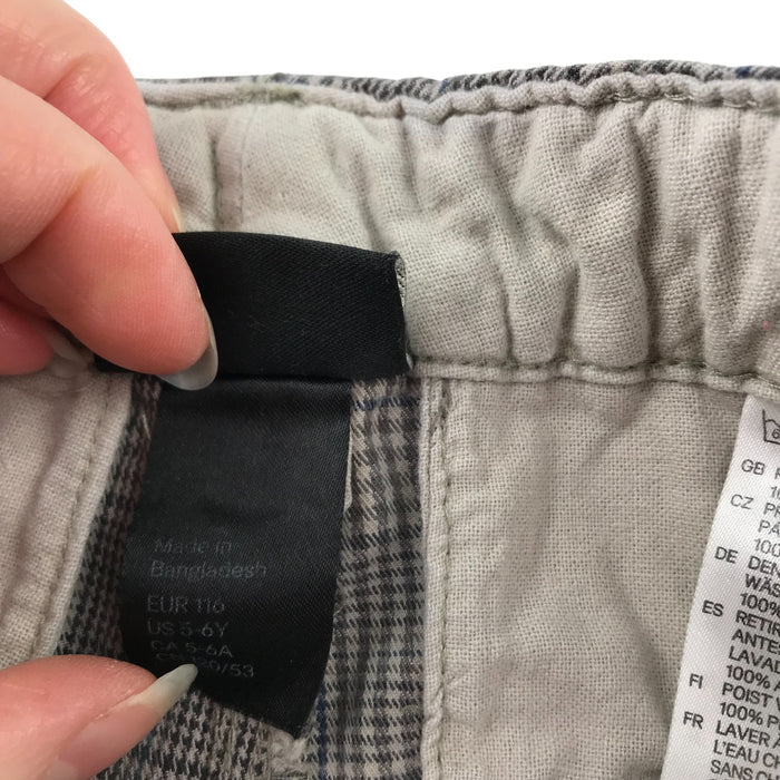 H&M 5 years brown and grey checked adjustable cotton shorts