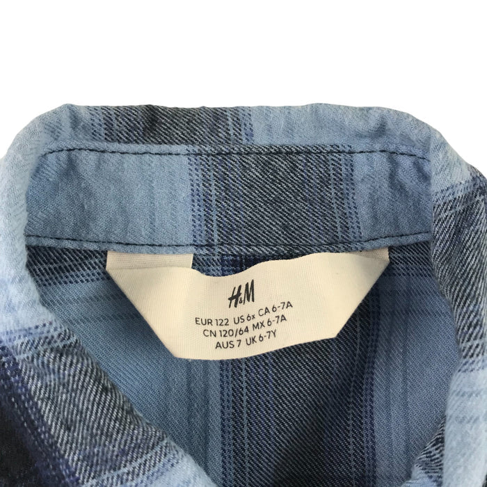 H&M 6-7 years blue checked buttoned shirt