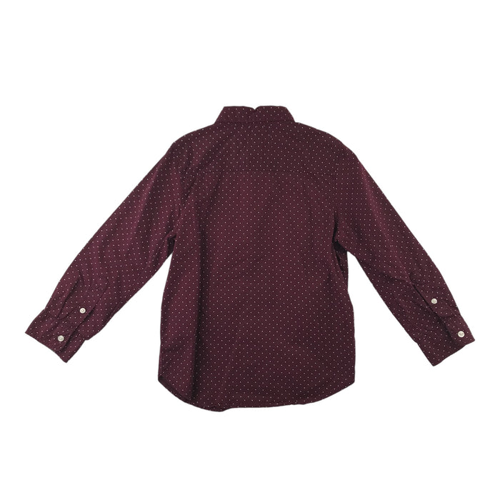 H&M 6-7 years burgundy polka dot full buttoned shirt