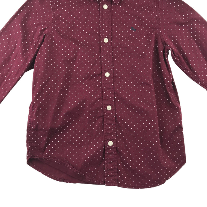 H&M 6-7 years burgundy polka dot full buttoned shirt