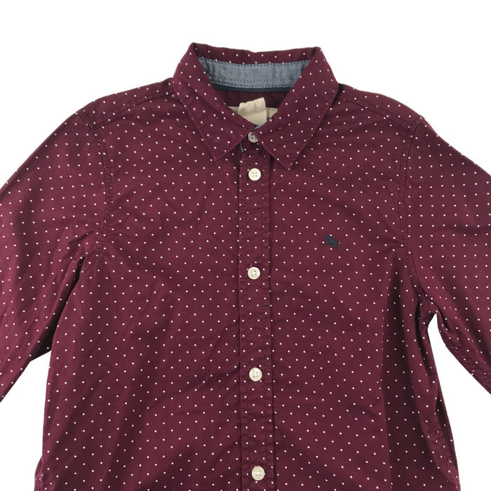 H&M 6-7 years burgundy polka dot full buttoned shirt