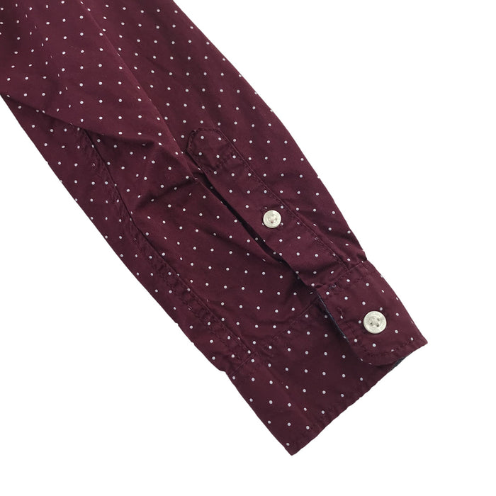 H&M 6-7 years burgundy polka dot full buttoned shirt
