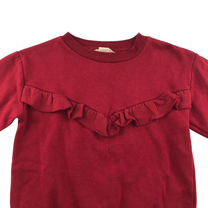 H&M 7-8 years burgundy frilled sweater
