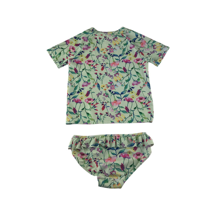 H&M 7-8 years mint floral 2 piece set swimsuit