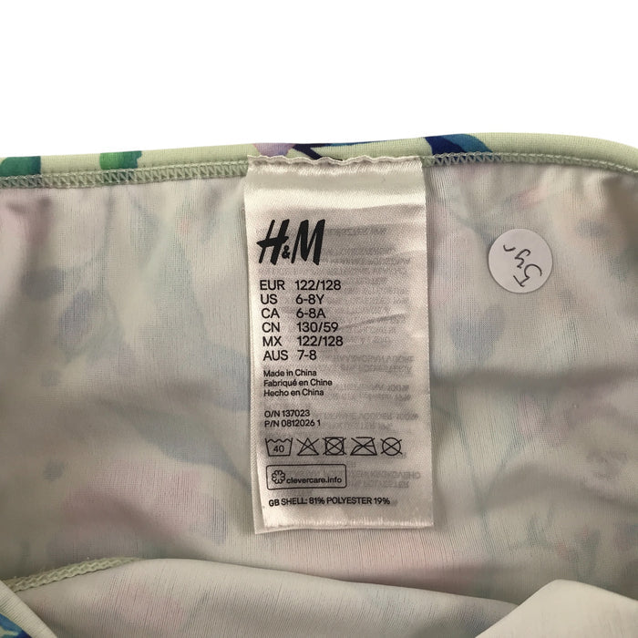 H&M 7-8 years mint floral 2 piece set swimsuit