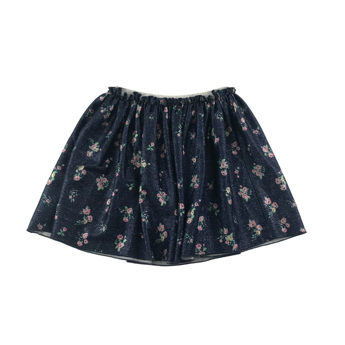 H&M 7-8 years navy sparkly floral skirt