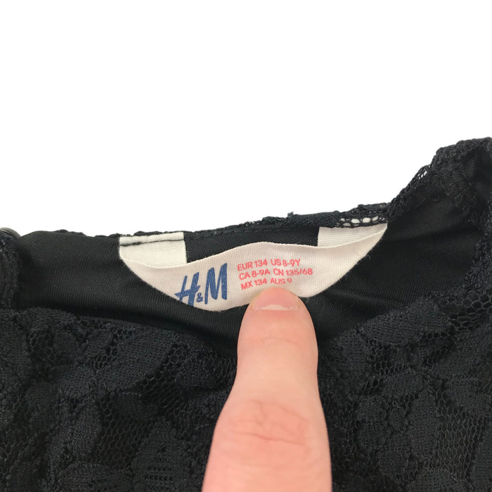 H&M 8-9 years black cropped 3/4 sleeve blouse