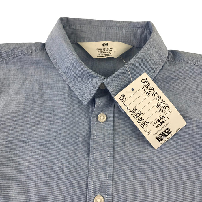 H&M 8-9 years blue plain buttoned cotton shirt