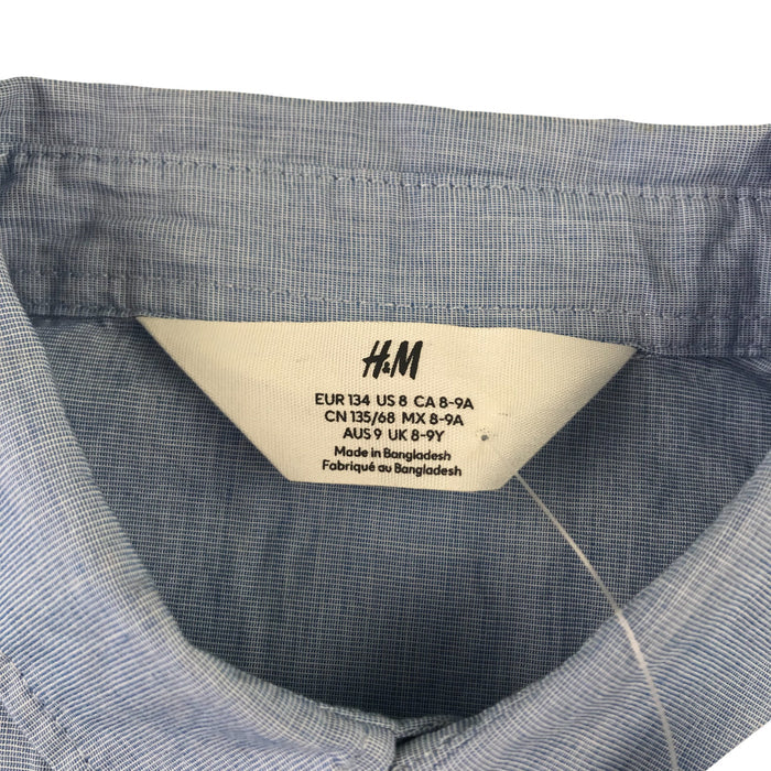 H&M 8-9 years blue plain buttoned cotton shirt