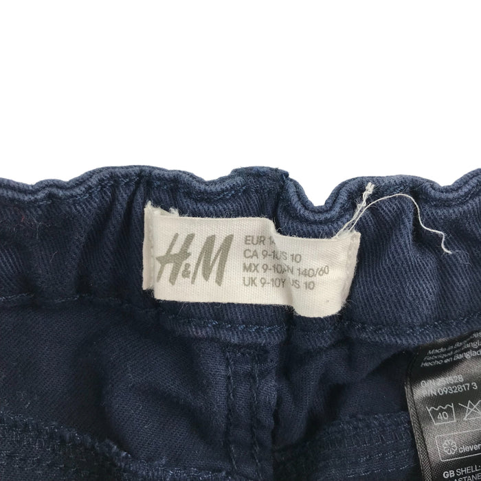 H&M 9-10 years navy blue stretch denim style lace hem shorts