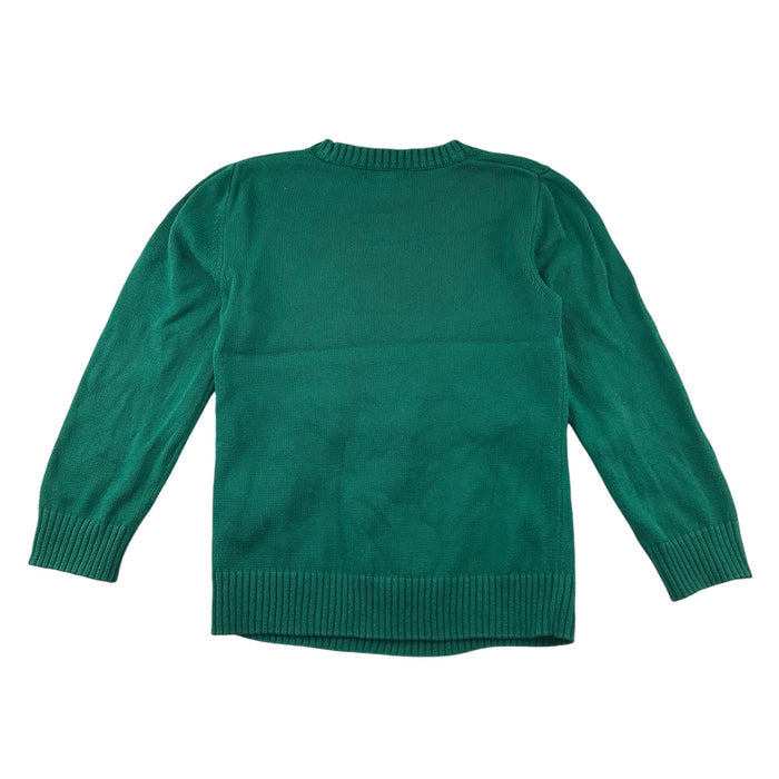 H&M Festive Jumper 7-8 Years Green Snowman Reindeer and Santa Graphic Cotton